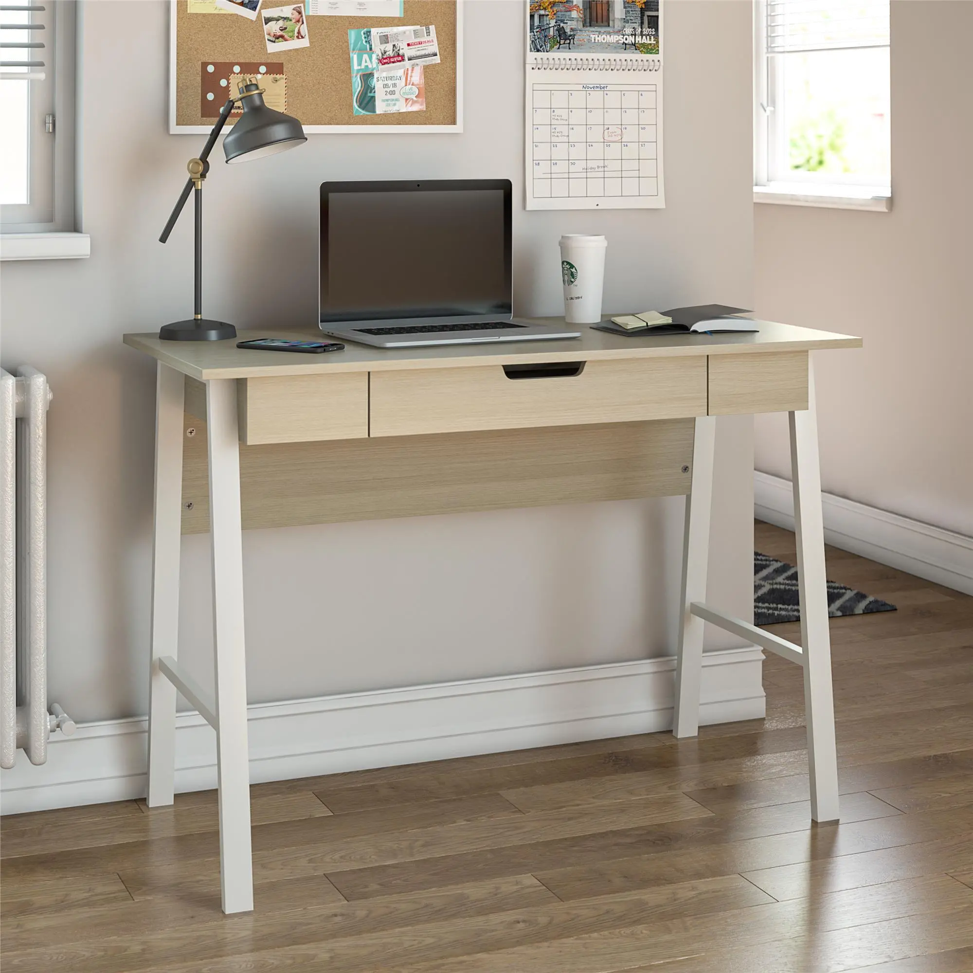 Oxford Pale Oak Computer Desk with Drawer