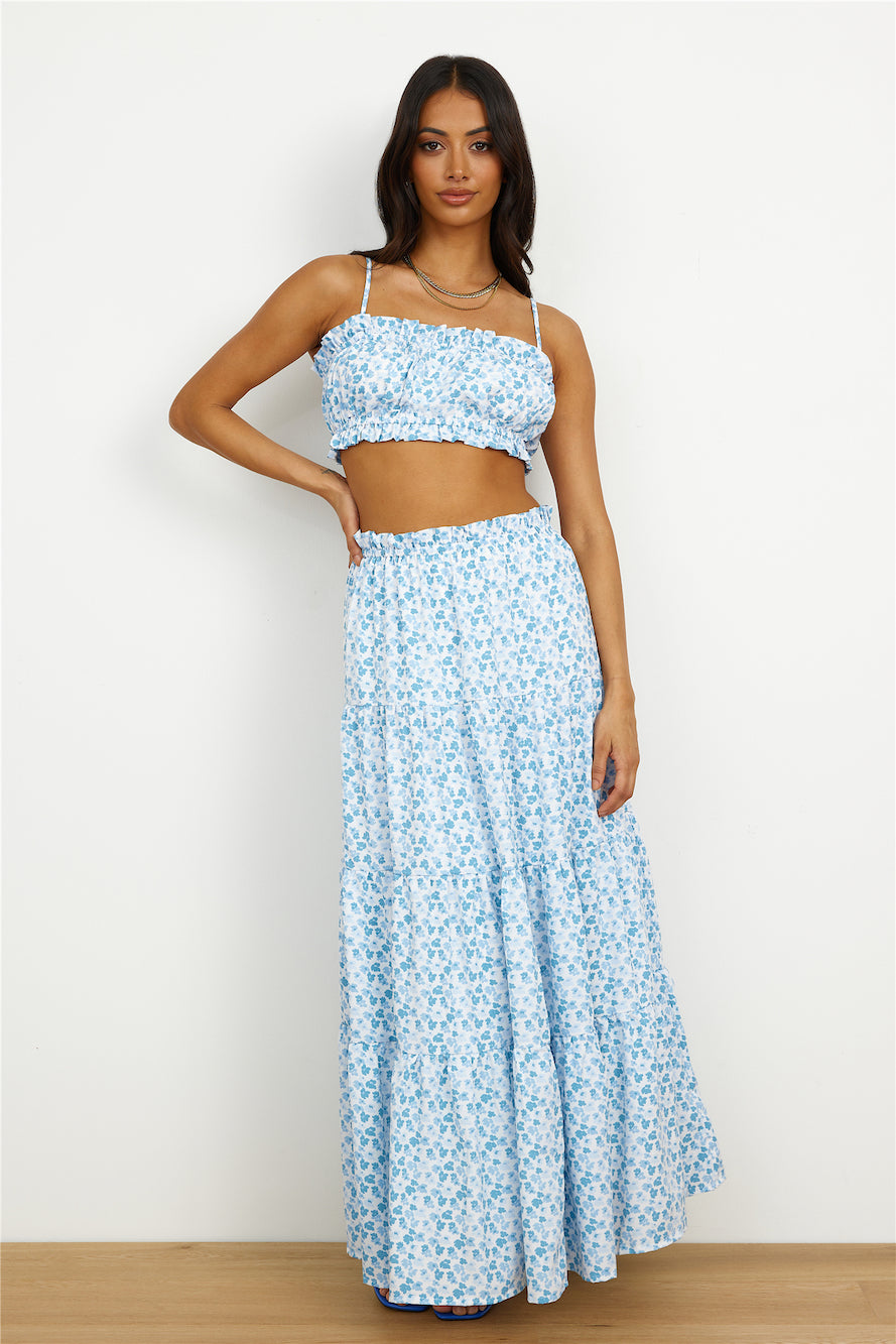 Pretty Dance Maxi Skirt Blue