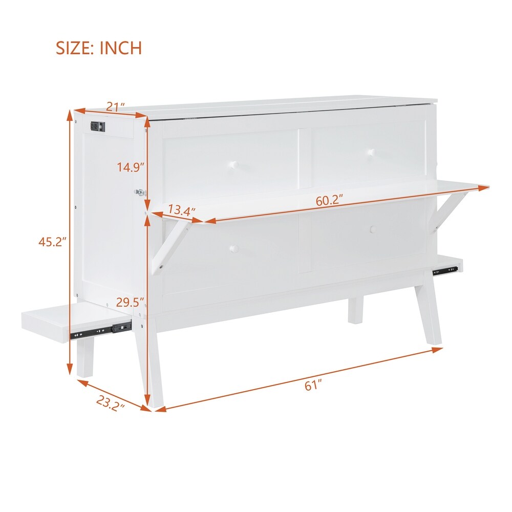 Murphy Bed with USB Port and Removable Shelves on Each Side