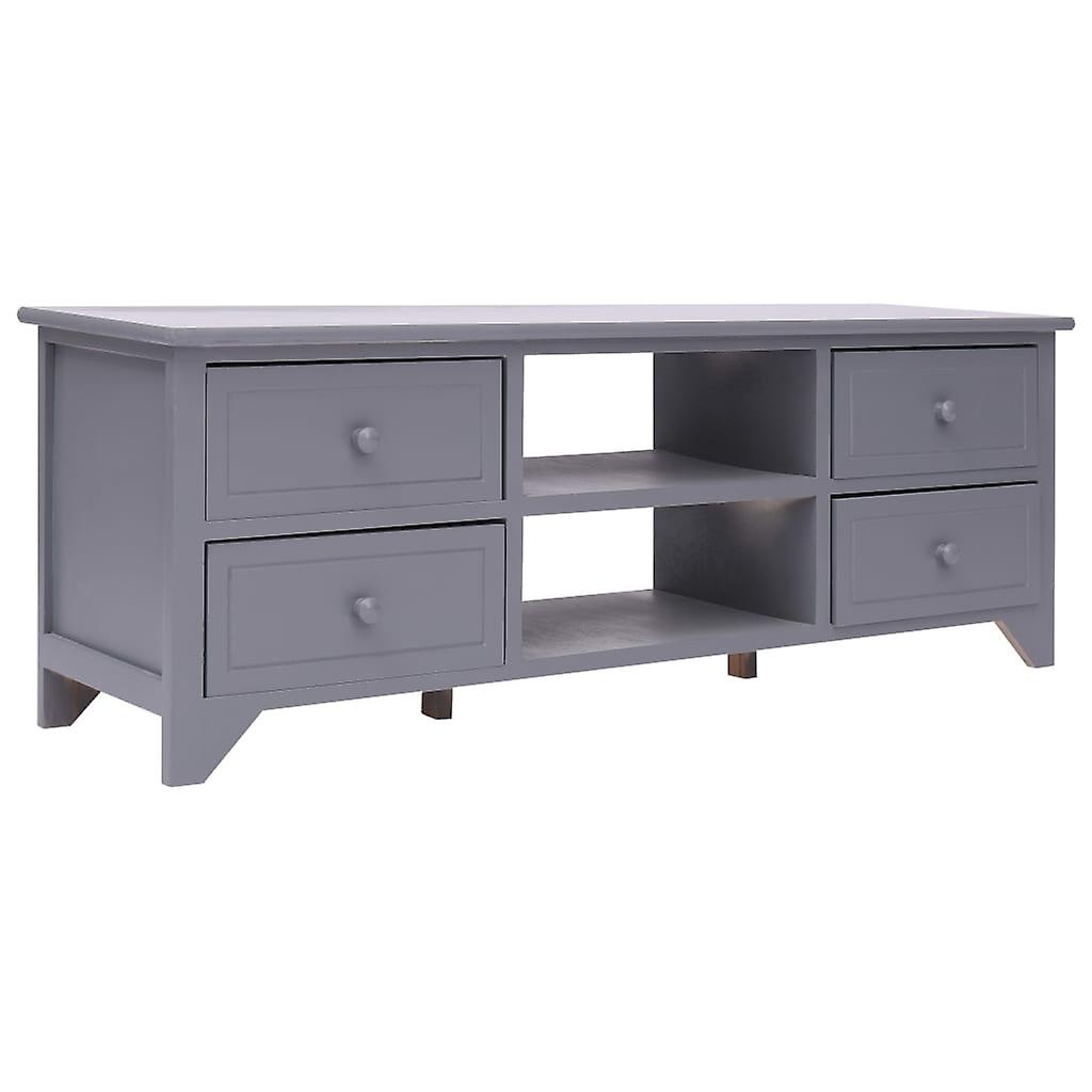 Tv Cabinet Grey 115x30x40 Cm Paulownia Wood