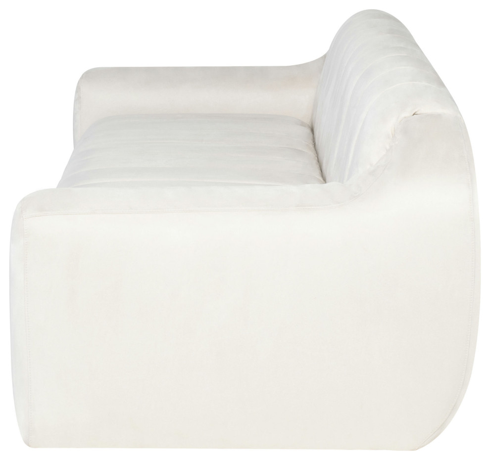 Coraline Champagne Microsuede Fabric Triple Seat Sofa   Transitional   Sofas   by mod space furniture  Houzz