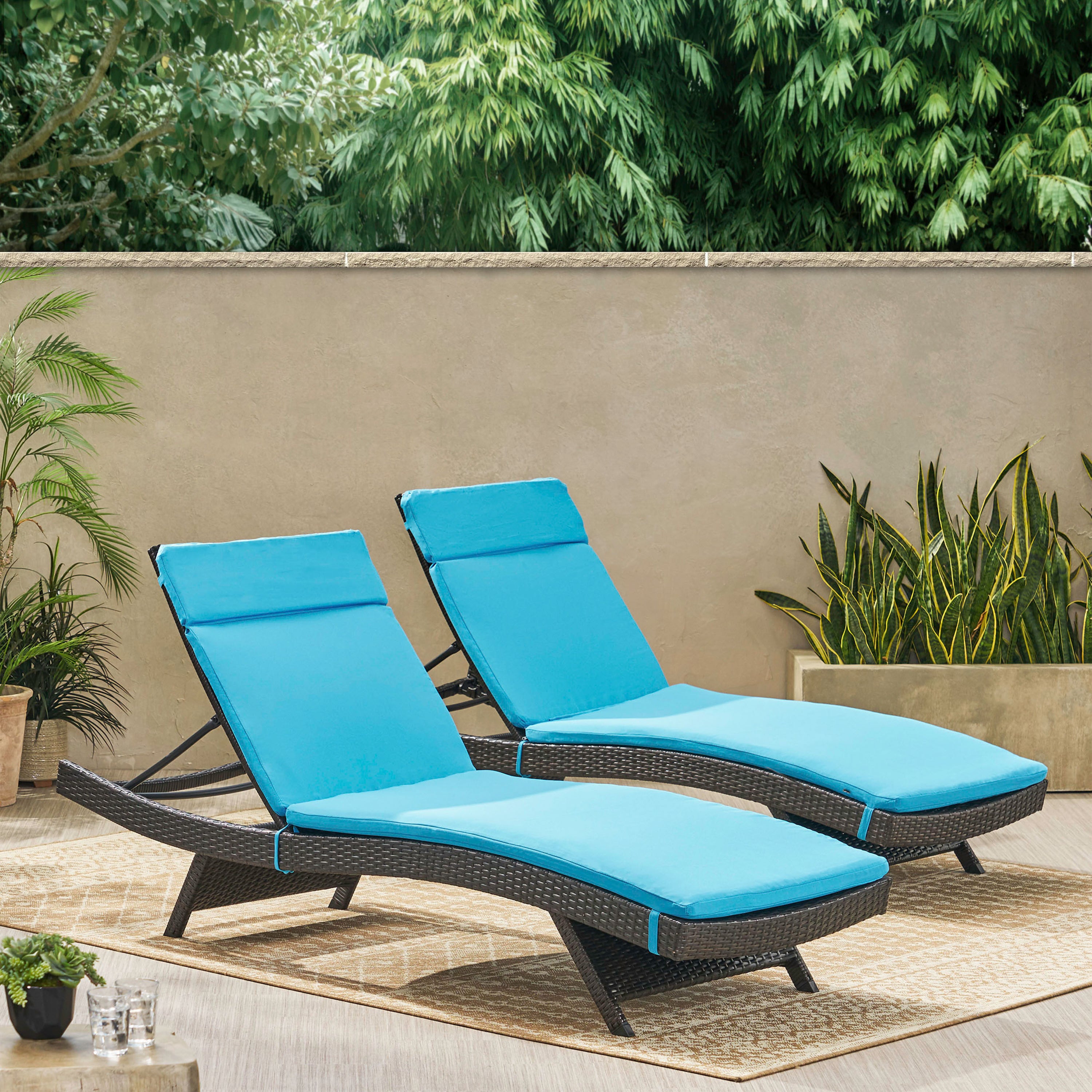 Albany Outdoor Water-Resistant Fabric Chaise Lounge Cushions (Set of 2)