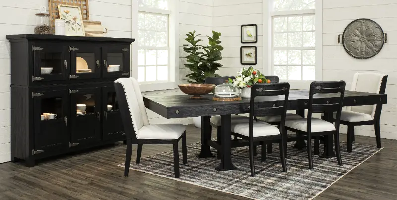 Sierra Black 7 Piece Dining Room Set