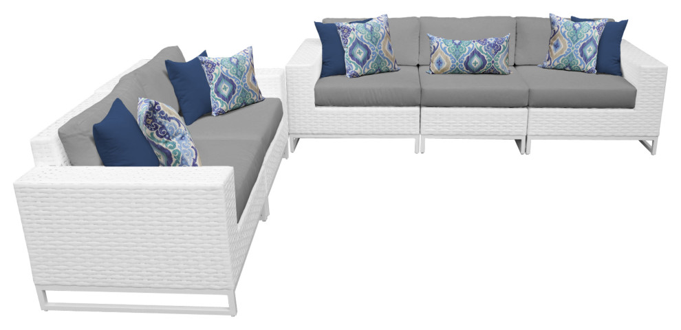 Miami 5 Piece Outdoor Wicker Patio Furniture Set 05h   Contemporary   Outdoor Lounge Sets   by Design Furnishings  Houzz