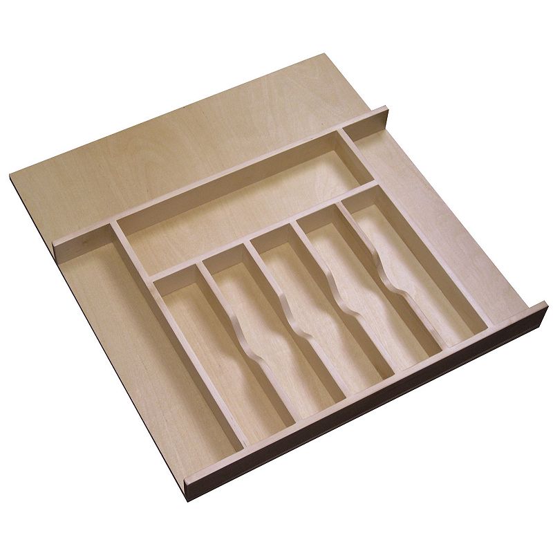 Rev-A-Shelf 9 Cutlery Compartment Tray Cabinet Insert Short， Natural， 4WCT-3SH