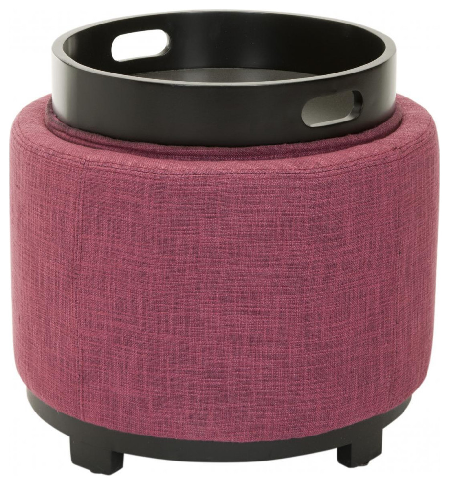 Litsie Round Tray Ottoman  Rose/Black   Contemporary   Footstools And Ottomans   by Rustic Home Furniture Deco  Houzz