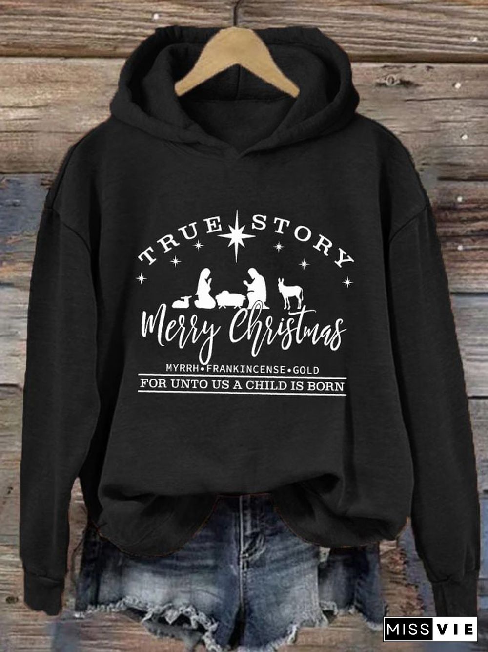 Women's Christian Christmas True Story Lounge Hoodie