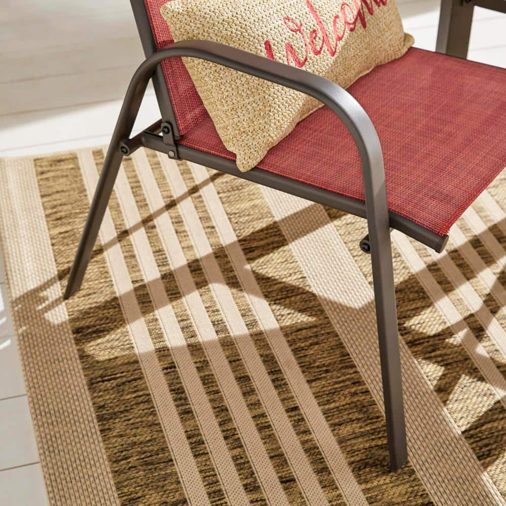 StyleWell Mix and Match Brown Steel Sling Outdoor Patio Dining Chair in Chili Red (2-Pack) FCS00015Y-2PKCH