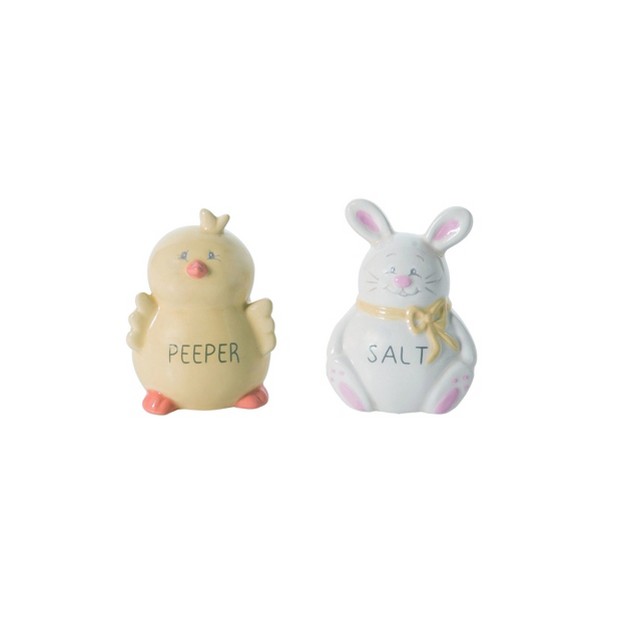 Transpac Dolomite 3 25 In Multicolor Easter Figural Bunny And Peep Salt And Pepper Shaker Set Of 2