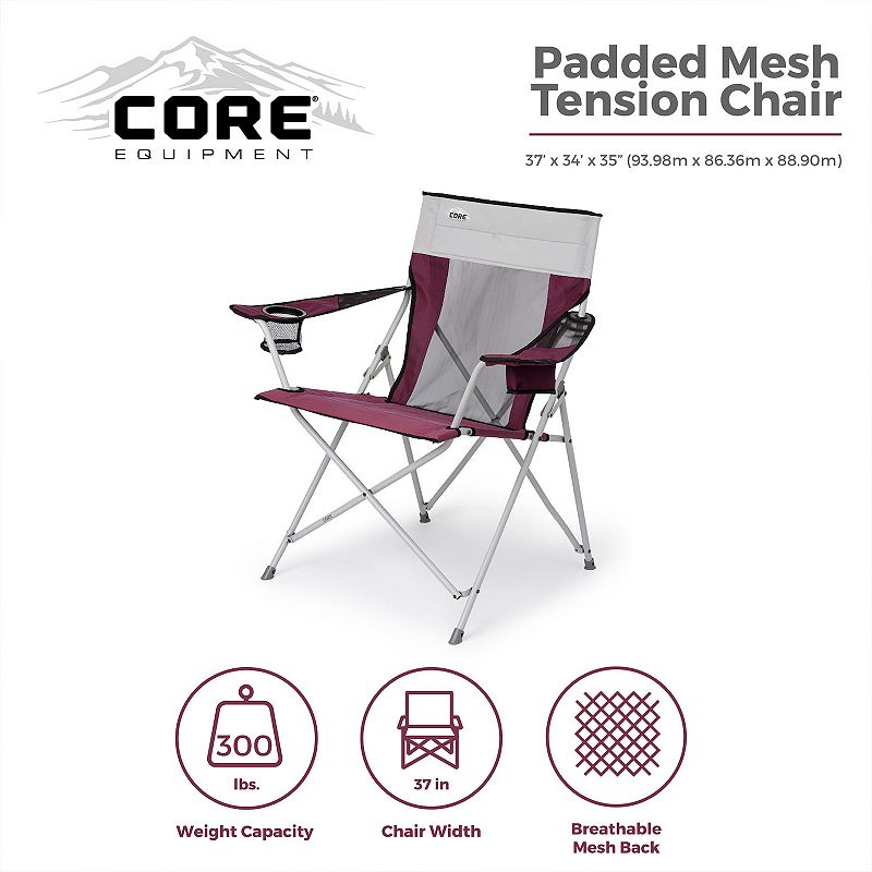 Core Portable Outdoor Camping Folding Chair with Carrying Storage Bag， Wine