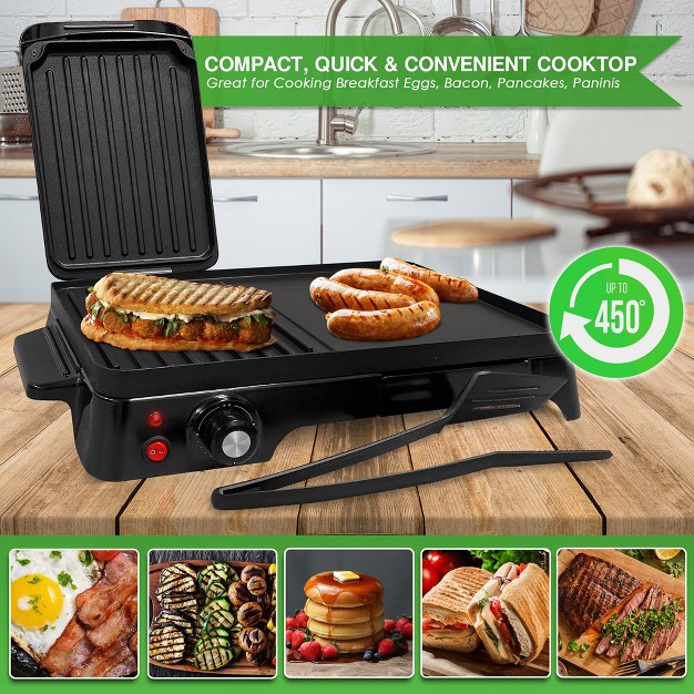 Nutrichef 2 in 1 Panini Press Grill amp Griddle 1500w