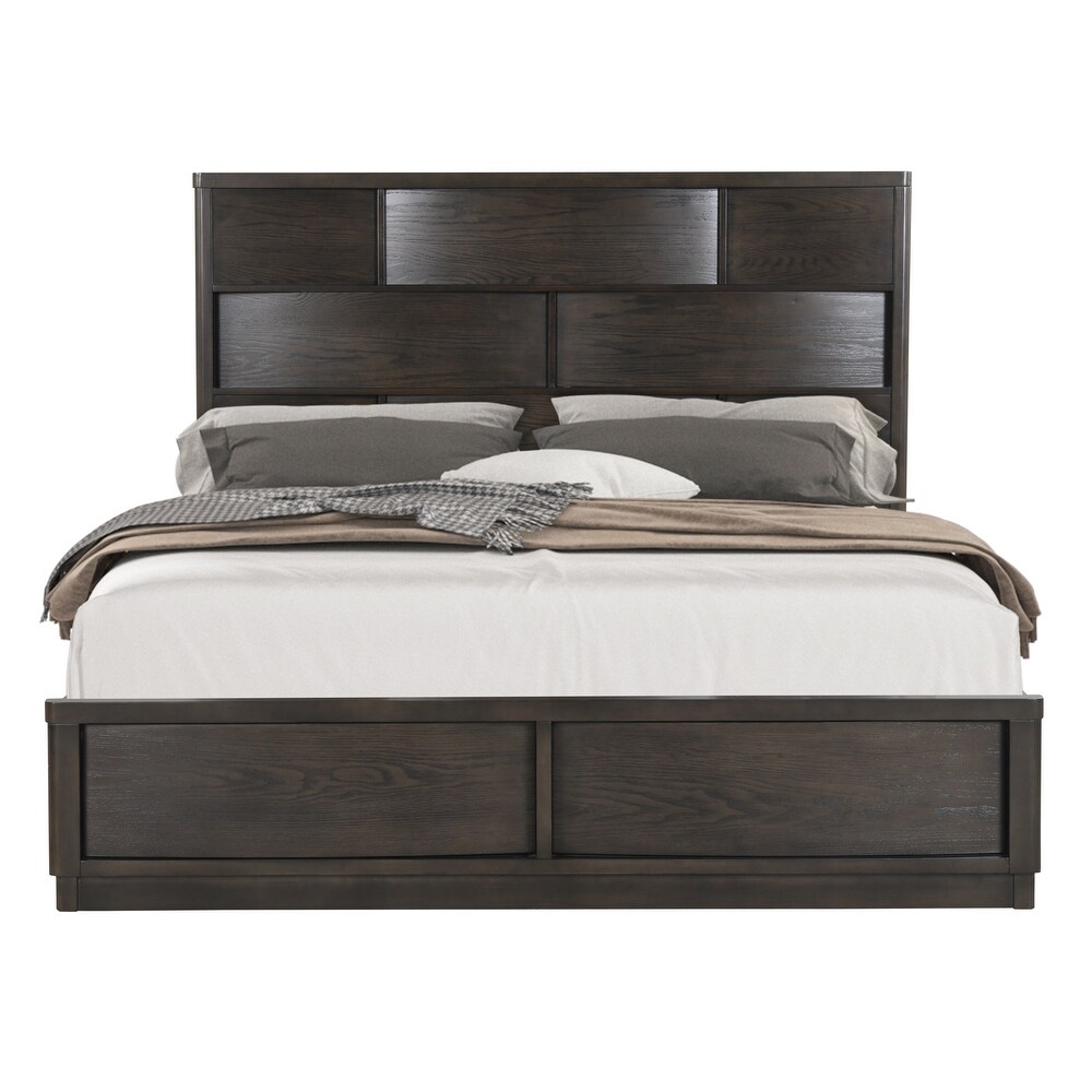 Roundhill Furniture Belani Wood Panel Bed Set  Bed  Dresser  Mirror  and Nightstand  Espresso