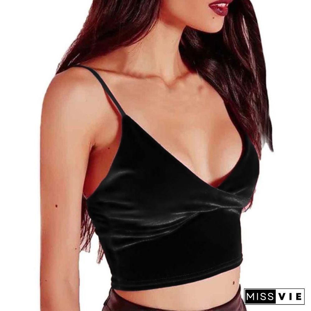 Sexy Women Velvet Camis Crop Tops Vintage Female Harajuku Sleeveless Shirt Casual Camisole Women Tanks Tops Fitness For Lady