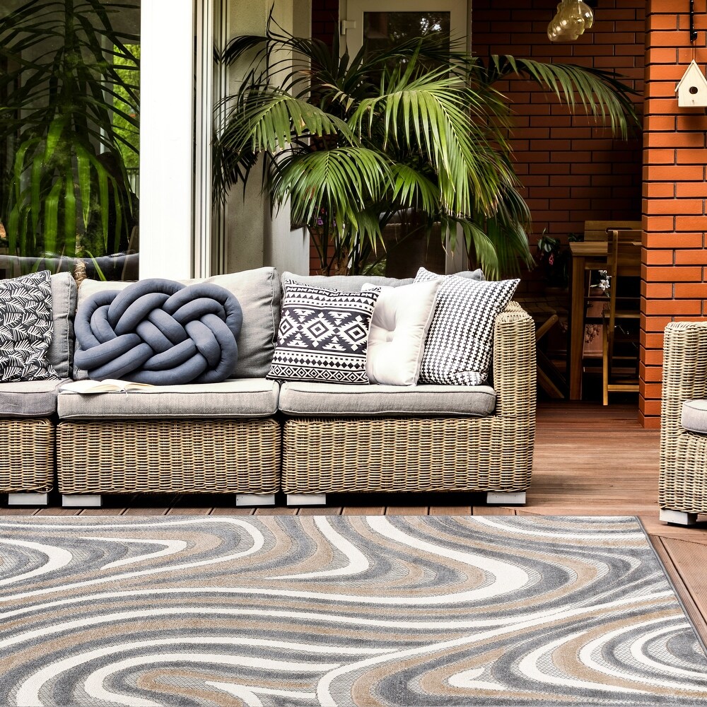 World Rug Gallery Modern Waves Indoor/Outdoor Area Rug