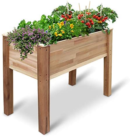 Jumbl Raised Canadian Cedar Garden Bed | Elevated Wood Planter for Growing Fresh Herbs, Vegetables, Flowers, Succulents & Other Plants at Home | Great for Outdoor Patio, Deck, Balcony