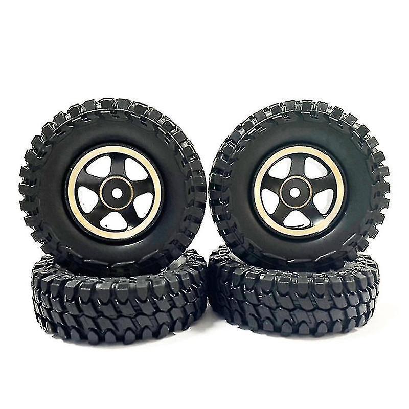 4pcs Brass Beadlock Wheel Rims And Tire Set For 1/18 Scale Fms Cruiser Land Cruiser Rc Car Upgrades