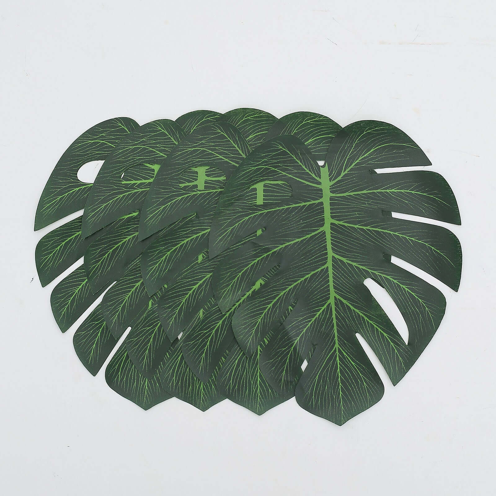 28 Pack Green And Gold Artificial Jungle Theme Palm Leaves, Assorted Silk Tropical Monstera Branches