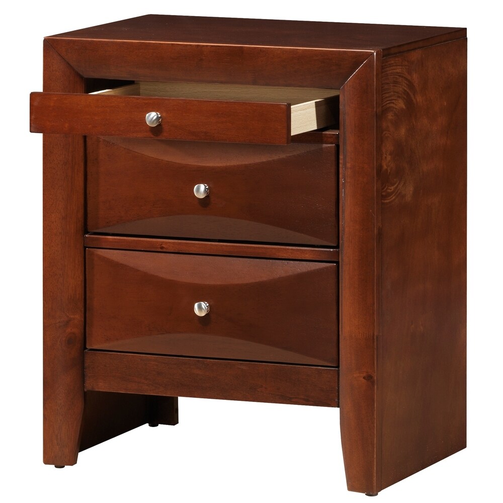 LYKE Home Levi Cherry 3 Drawer Nightstand