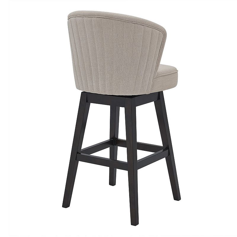 30 Inches Padded Swivel Barstool with Curved Backrest， Beige