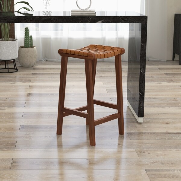 Andy Mid-Century Leather Upholstered Bar Stool