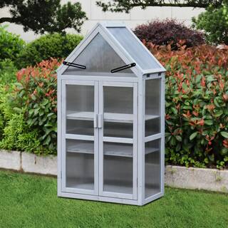 Tunearary Wood Greenhouse Kit Portable Outdoor Indoor Plant Stand with Open Roof Shelving W219HZP66788