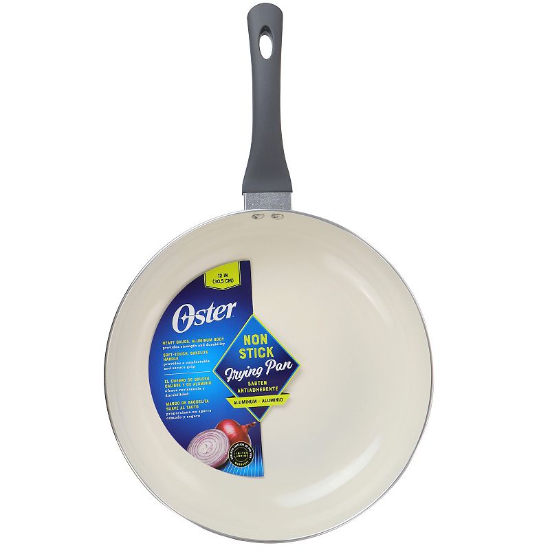 Oster Cocina Ridge Valley 12 Inch Aluminum Nonstick Frying Pan in Grey