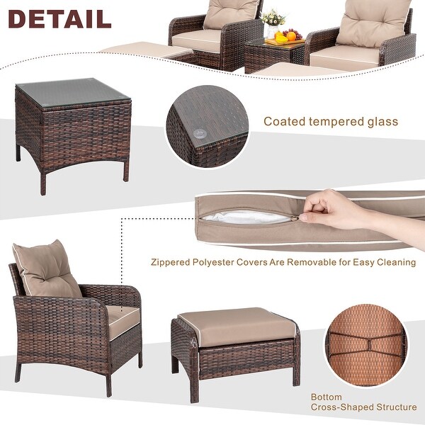 Futzca 5pc. Brown Wicker Small Patio Furniture Set