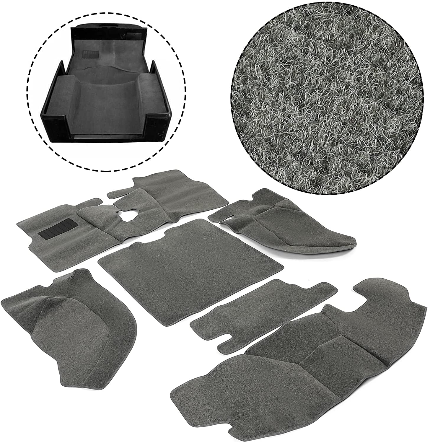 Kojem Carpet Rug Mat Kit Compatible with Jeep Wrangler TJ 1997-2006 Heavy Duty Floor Mats Liners 6PCS All Around Protection Durable Odorless Grey