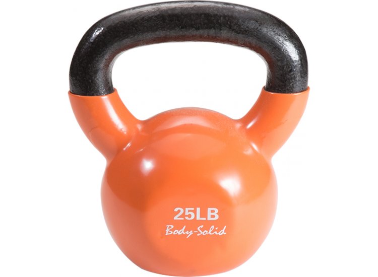 Body-Solid 25 lb Vinyl Dipped Orange Kettlebell