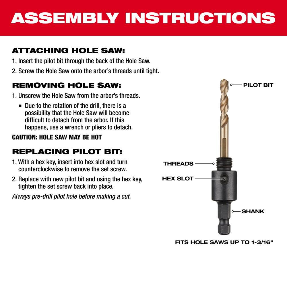 MW 3/8 in. Small Thread Arbor 49-56-7010 from MW