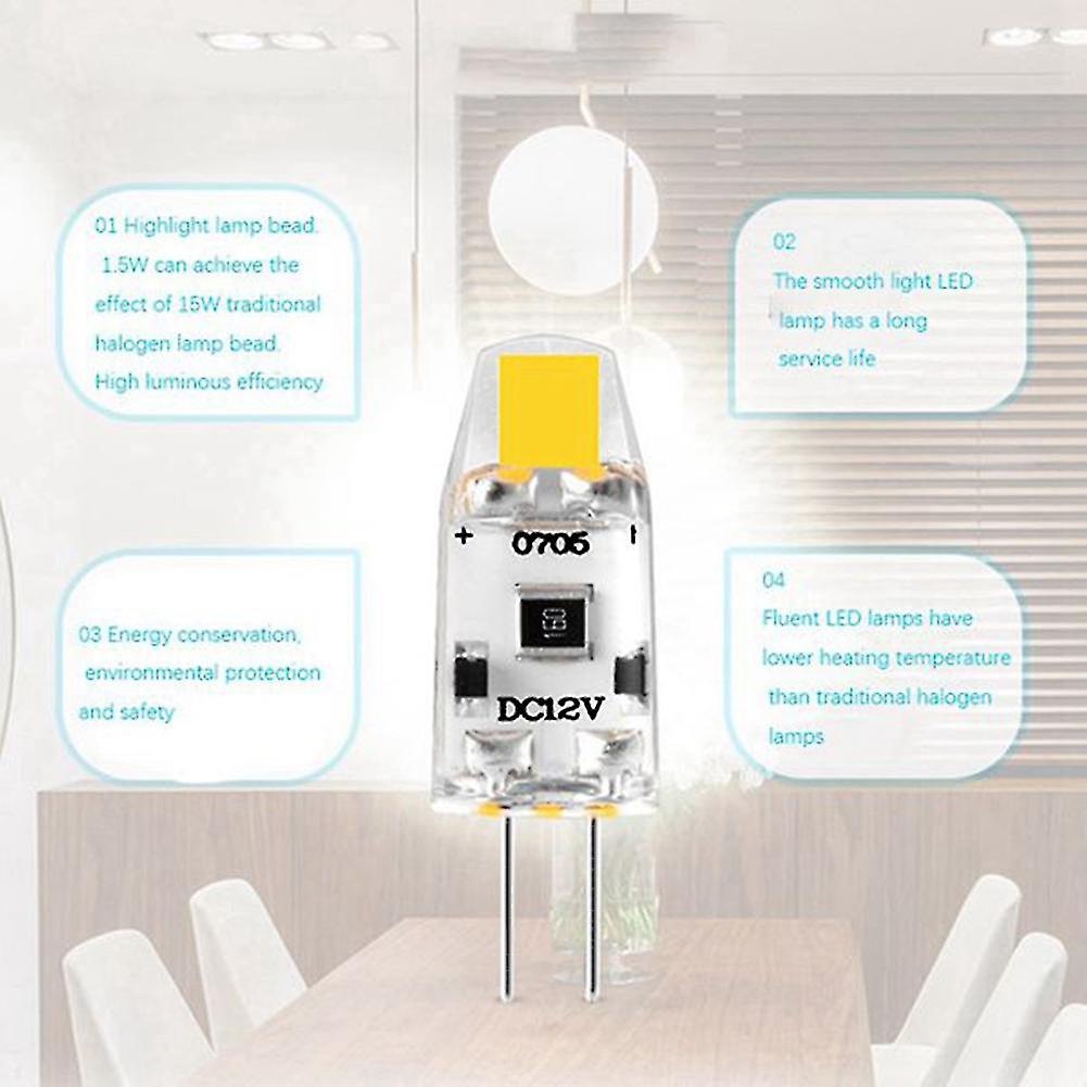 12pcs G4 Led Bulb 12v Dc Dimmable Cob Led G4 Bulb 1.5w 360 Beam Angle To Replace 15w Halogen Lamp (