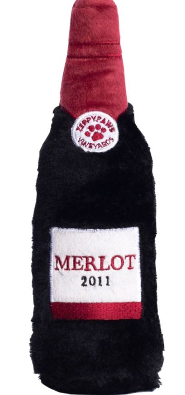 Zippy Paws Happy Hour Crusherz Merlot Red Wine Plush Dog Toy