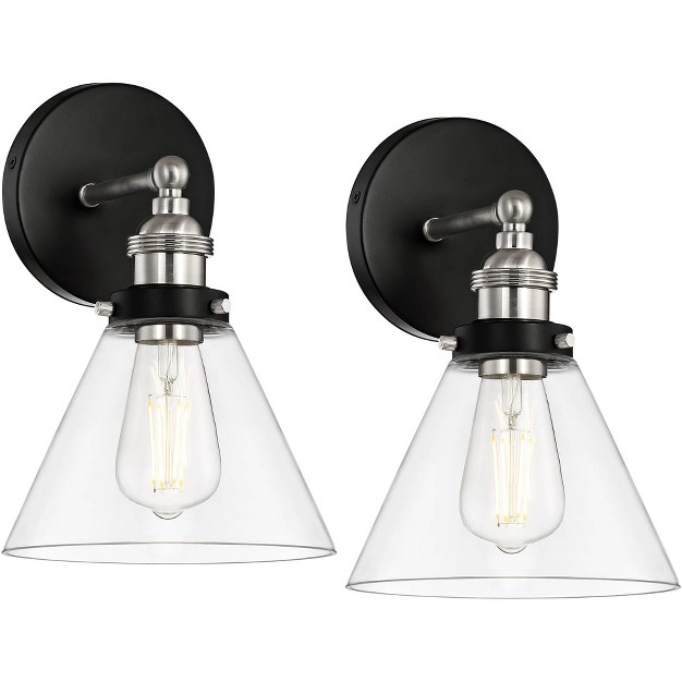 Black And Glass Led Wall Sconces Set Of 2