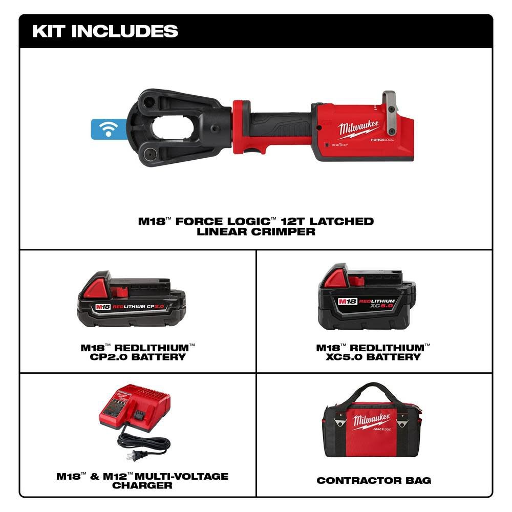 Milwaukee M18 FORCE LOGIC 12T Latched Linear Crimper Kit 2878-22 from Milwaukee