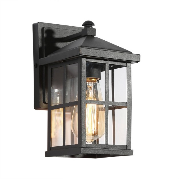 Metal glass Square Outdoor Wall Light Matte Black Lnc