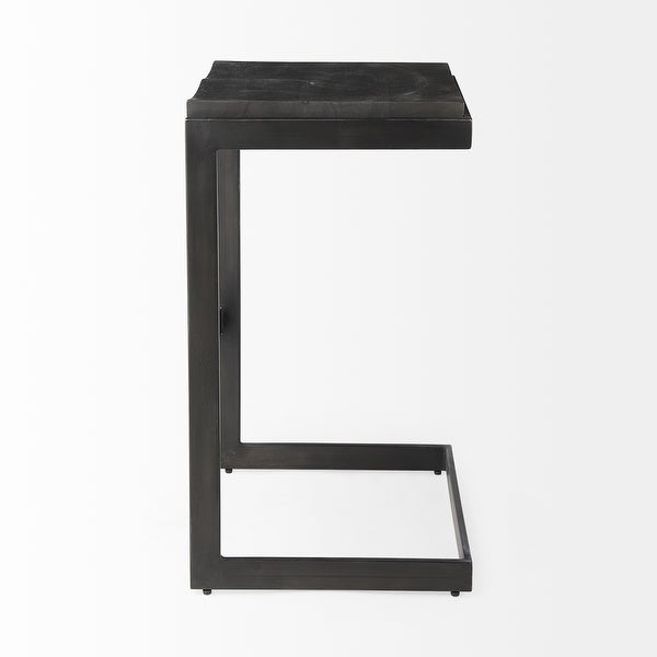 Kiran Black Solid Wood Seat w/ Black Iron Base Counter Stool