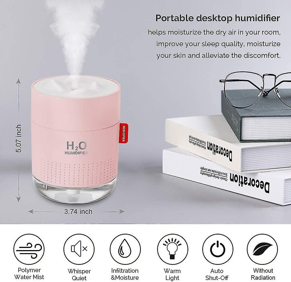 Portable Mini Humidifier， 500ml Small Cool Mist Humidifier， Usb Personal Desktop Humidifier