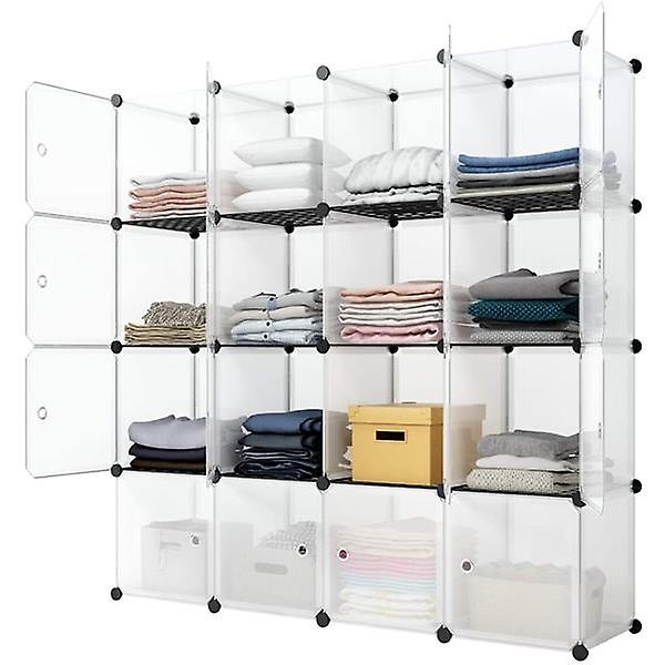 16-cube Storage Shelf Cube Shelving Bookcase Bookshelf Organizing Closet Toy Organizer Cabinet White Color 67705