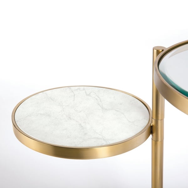 Hip Vintage Benjamin Polished Brass and White Marble Side Table