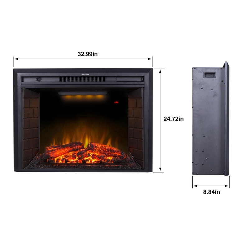 Electric Fireplace Insert Heater with Overheating Protection  Fire Crackling Sound  Remote Control  750/1500W