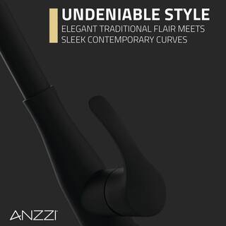 ANZZI Sifo 1-Handle Hands Free Touchless Pull Down Sprayer Kitchen Faucet with Motion Sense and Fan Sprayer in Matte Black KF-AZ301MB