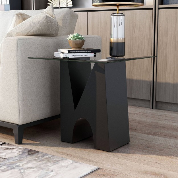 Riverpoint Modern Square End Table Clear black Homes Inside Out