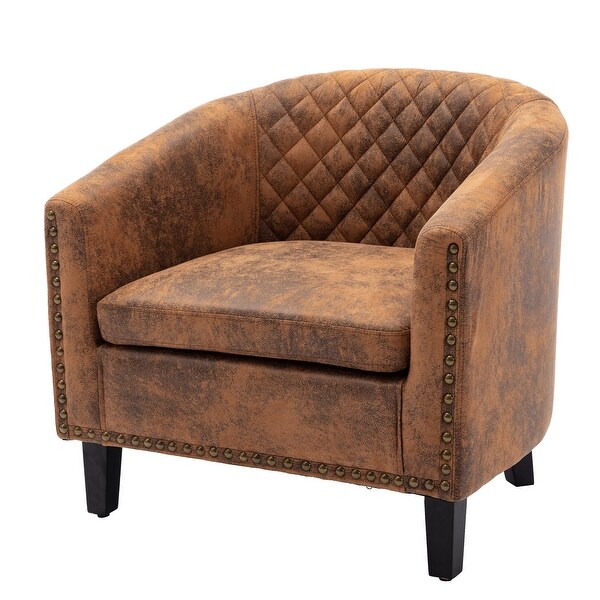 Accent Barrel Chair with Nailheads and Solid Wood Legs