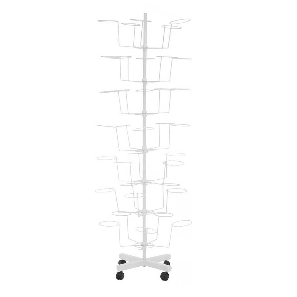 TFCFL 7 Tiers Hat Cap Display Retail Hat Cap Rack Rotating Spinner Metal white Stand (White)