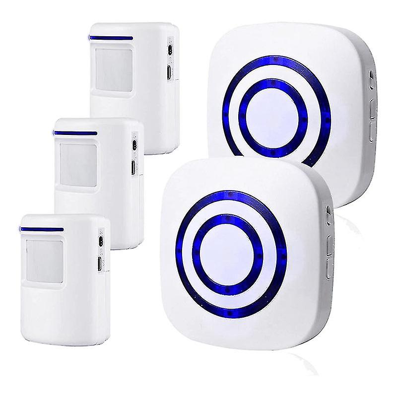 Motion Sensor Alarm ，wireless Driveway Alarm Indoor Home Security Business Detector - 3 Receiver 3 Pir Sensor，us Plug