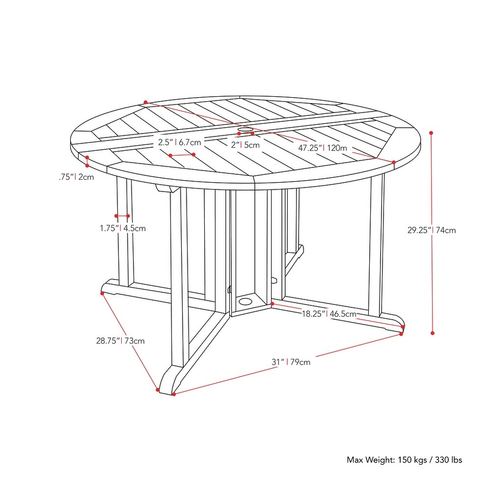CorLiving Miramar Natural Hardwood Outdoor Folding Dining Set  5pc