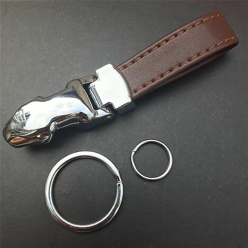 Leopard Head Shape Zinc Alloy Genuine Leather Car Key Chain Fit For Mazda Auto