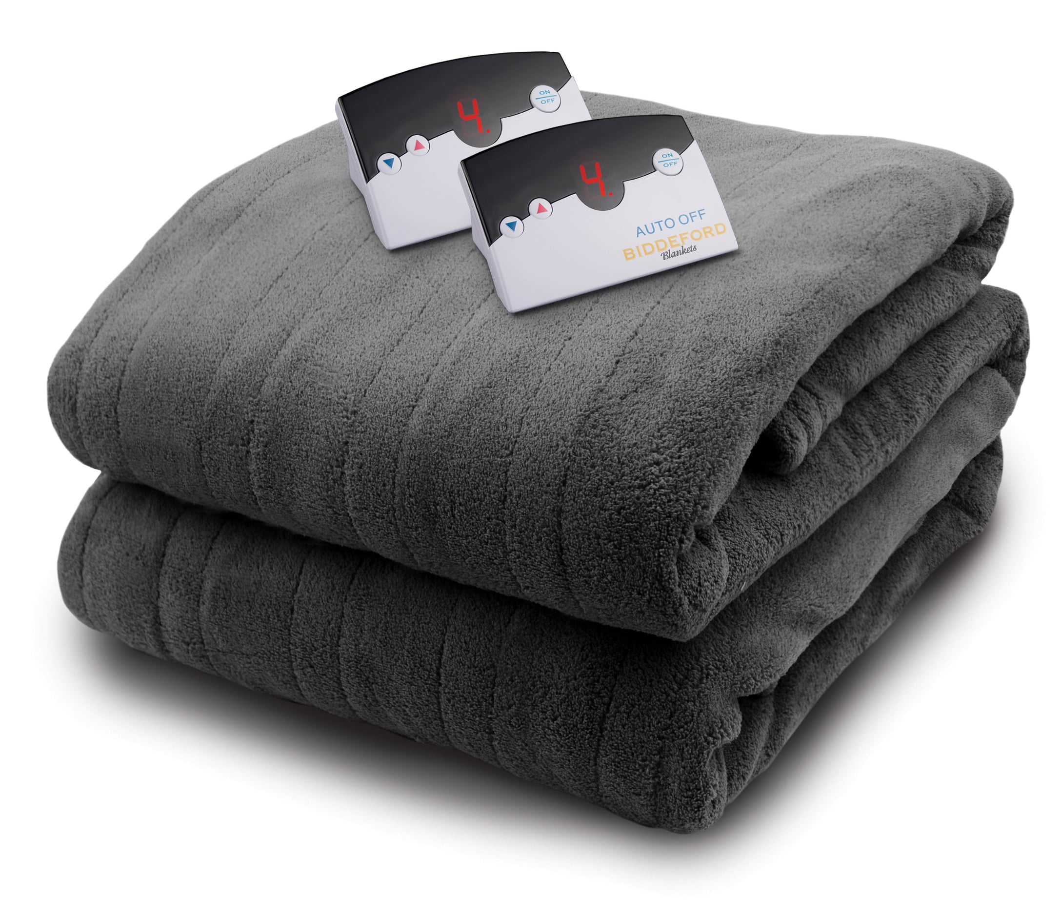 Biddeford Micro Plush Electric Heated Blanket With Digital Controller， Queen， Grey