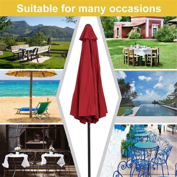 9FT Outdoor Central  Market Patio Umbrella Waterproof Folding Sunshade Without Umbrella base