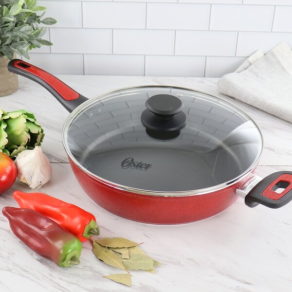 3.8 Quart Nonstick Saute Pan With Lid in Speckled Red